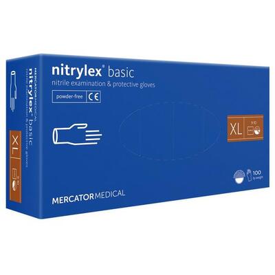 Перчатки смотровые Mercator Medical Nitrylex basic нитриловые неопудренные, размер XL, нестерильные, 100 штук