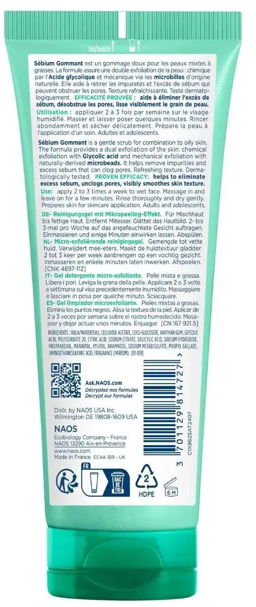 Гель Bioderma Sebium Gommant для обличчя відлущуючий для жирної та комбінованої шкіри, 75 мл