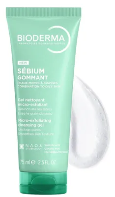 Гель Bioderma Sebium Gommant для обличчя відлущуючий для жирної та комбінованої шкіри, 75 мл