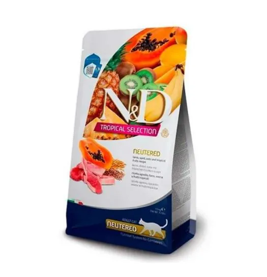 Корм сухий Farmina N&D Tropical Selection Lamb Neutered для котів з ягням та тропічними фруктами, 300 г