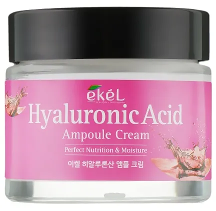 Крем для обличчя Ekel Hyaluronic Acid ампульний з гіалуронової кислотою інтенсивно зволожуючий, 70 мл