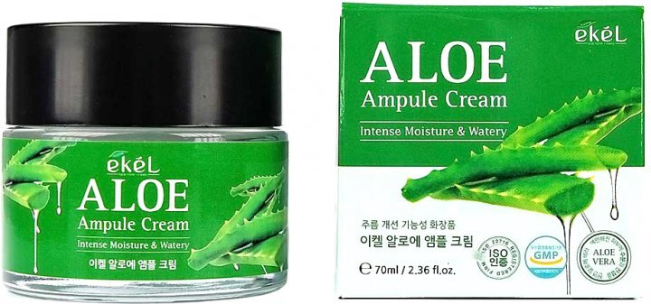 Крем для лица Ekel Aloe ампульный с экстрактом алоэ увлажняющий и успокаивающий, 70 мл