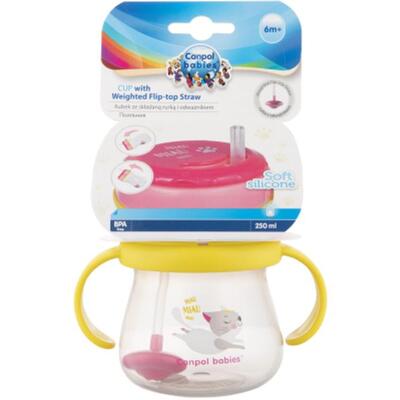 Поильник Canpol babies 56/520 со складной силиконовой трубочкой и утяжелителем, 250 мл