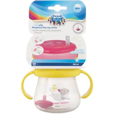Поїльник Canpol babies 56/520 зі складаною силіконовою трубочкою і обтяжувачем, 250 мл