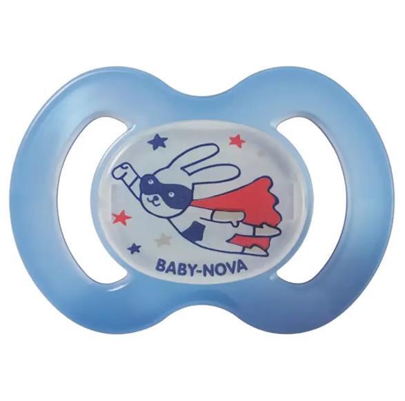 Пустушка силіконова Baby-Nova 24222-1 ортодонтична нічна, розмір 1, синя 0-6 місяців, 1 шт