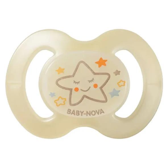 Пустушка силіконова Baby-Nova 24222-2 ортодонтична нічна, розмір 1, бежева 0-6 місяців, 1 шт
