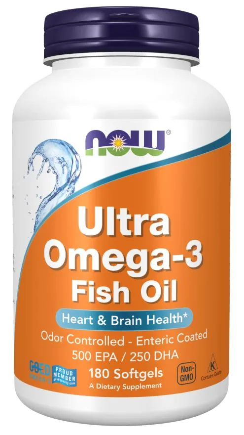 Ультра Омега-3 NOW Ultra Omega-3 Fish Oil, 180 м’яких желатинових капсул (бичачий желатин)