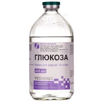 Глюкоза розчин д/інф. 5 % по 400 мл у пляш.