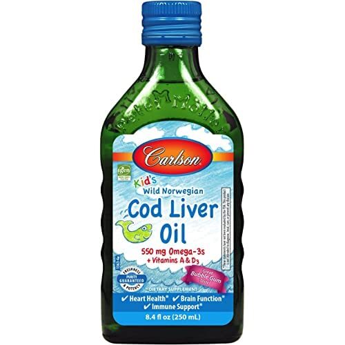 Рыбий жир для детей Carlson Labs CLO Kids Bubble Gum из печени дикой норвежской трески, жевательная резинка, 250 мл
