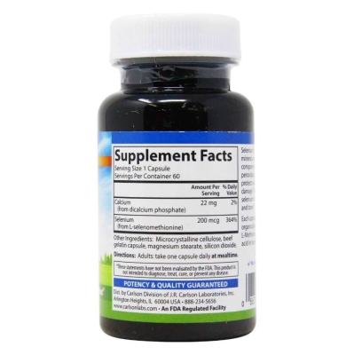Селен Carlson Labs Selenium 200 мкг без дрожжей, 60 капсул