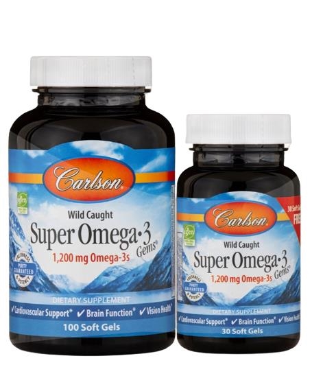 Супер Омега-3 Carlson Labs Wild Caught Super Omega-3 Gems, 100+30 желатинових капсул