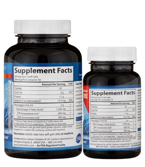 Супер Омега-3 Carlson Labs Wild Caught Super Omega-3 Gems, 100+30 желатинових капсул