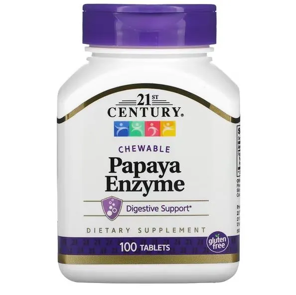 Ферменти папаї 21st Century Papaya Enzyme, 100 жувальних таблеток