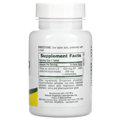 Фолиевая кислота Nature's Plus Folic acid 800 мкг, 90 таблеток