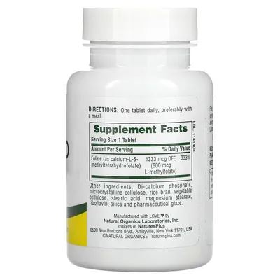 Фолієва кислота Nature's Plus Folic acid 800 мкг, 90 таблеток