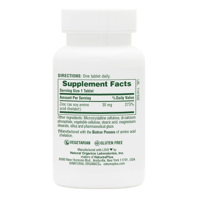 Цинк Nature's Plus Zinc 30 мг, 90 таблеток