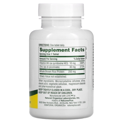 Цинк пиколинат с витамином B-6 Nature's Plus Zinc Picolinate w/B6, 120 таблеток