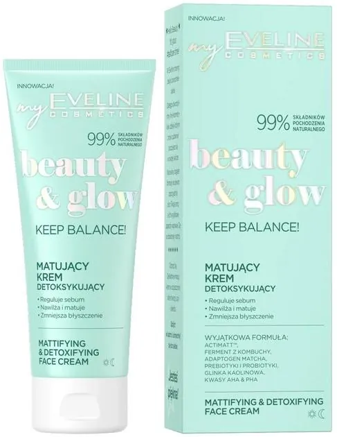 Крем-детокс для обличчя Eveline Beauty & Glow Keep Balance! матуючий, 75 мл