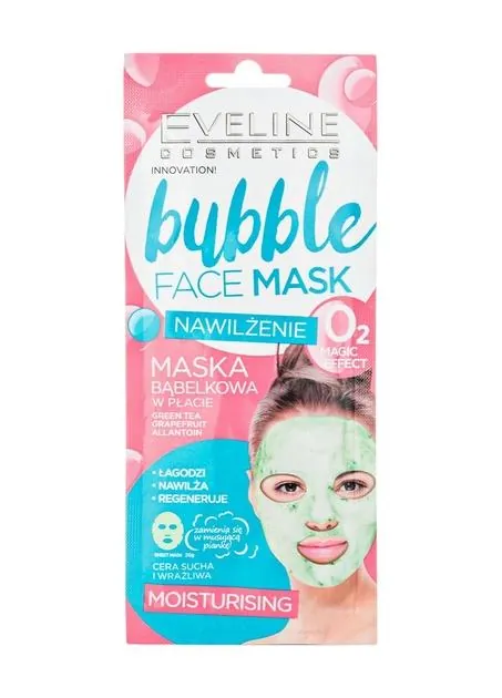 Маска тканинна для обличчя Eveline Bubble Face Mask зволожуюча бульбашкова, 1 шт