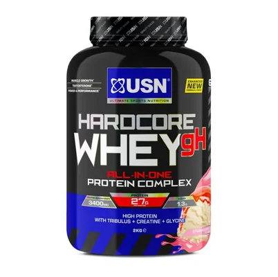 Протеїн комплексний USN Hardcore Whey gH полуничний смузі, 2 кг
