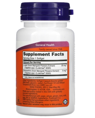 Лютеин и зеаксантин NOW Lutein & Zeaxanthin капсулы мягкие №60