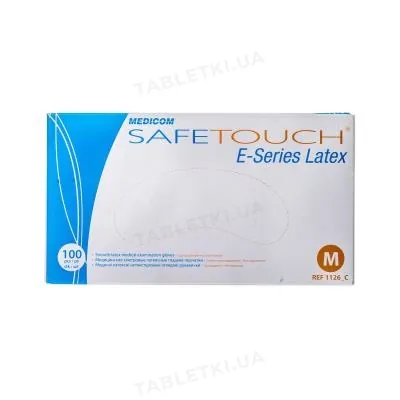 Рукавички оглядові Medicom Safe-Touch латексні припудрені, розмір М, нестерильні, 1 пара