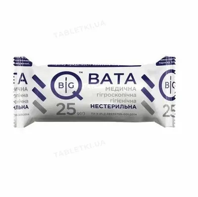 Вата нестерильна BigQ медична гігієнічна, ролик 25 г
