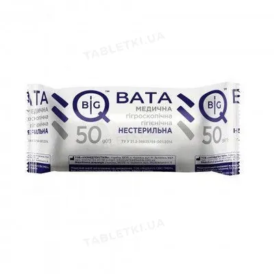Вата нестерильна BigQ медична гігієнічна, ролик 50 г