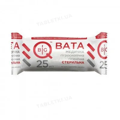 Вата стерильна BigQ медична гігієнічна, ролик 25 г
