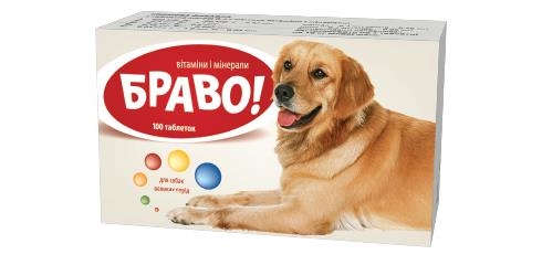 Браво витамины для собак больших пород, 100 таблеток