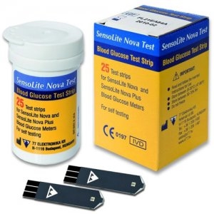 Тест-полоски Sensolite Nova Test для глюкометра, 25 штук