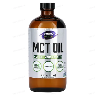 МСТ олія NOW Sports MCT Oil, 473 мл у скляній пляшці