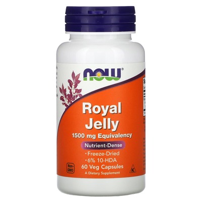 Маточное молочко NOW Royal Jelly 1500 мг, 60 мягких капсул