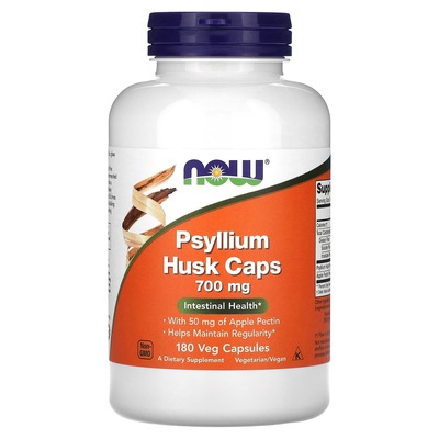 Псиллиум (шелуха семян подорожника) NOW Psyllium Husk Caps 700 мг, 180 капсул