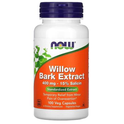 Экстракт коры ивы NOW Willow Bark Extract 400 мг, 100 капсул