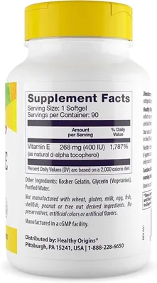 Вітамін Е Healthy Origins Vitamin E 400 МО, 90 капсул