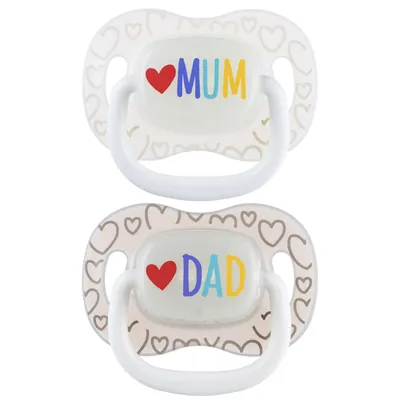 Пустушка силіконова Canpol Babies Love Mum&Dad симетрична 34/939, 0-6 місяців, 2 шт