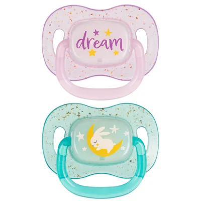 Пустушка силіконова Canpol Babies NightGlow симетрична 34/944_pin, 18+ місяців, рожева, 2 шт