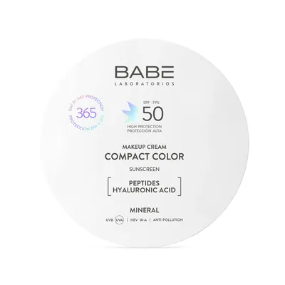 Крем-пудра Babe Laboratorios сонцезахисна мінеральна з пептидами SPF 50, 10 г