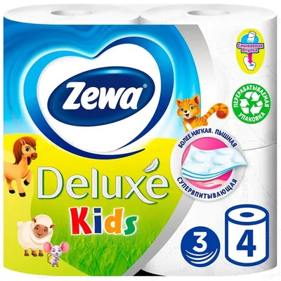 Туалетний папір Zewa Deluxe Kids 3 шари, 4 рулони