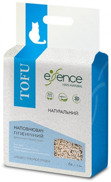 Наполнитель для кошачьего туалета Essence Tofu натуральный соевый 2 мм, 6 л