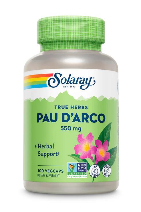 Кора муравьиного дерева Solaray Pau D'Arco 550 мг, 100 вегетарианских капсул