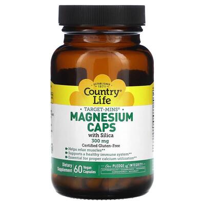 Магний с диоксидом кремния Country Life Target-Mins Magnesium with Silica 300 мг, 60 вегетарианских капсул