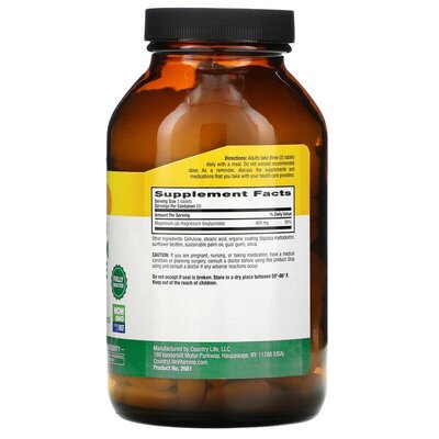 Магния глицинат хелатный Country Life Chelated Magnesium Glycinate 133 мг, 180 таблеток