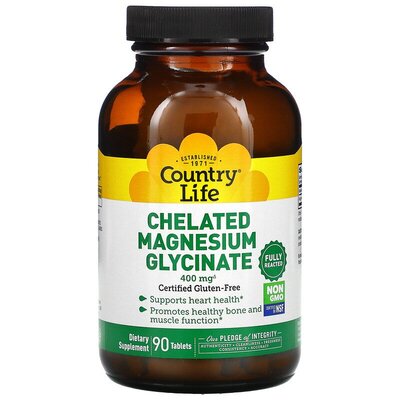 Магния глицинат хелатный Country Life Chelated Magnesium Glycinate 133 мг, 90 таблеток