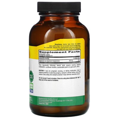 Магния глицинат хелатный Country Life Chelated Magnesium Glycinate 133 мг, 90 таблеток