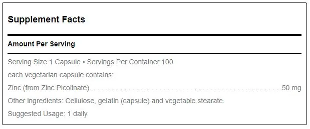 Цинк піколінат Douglas Laboratories Zinc Picolinate 50 мг, 100 капсул