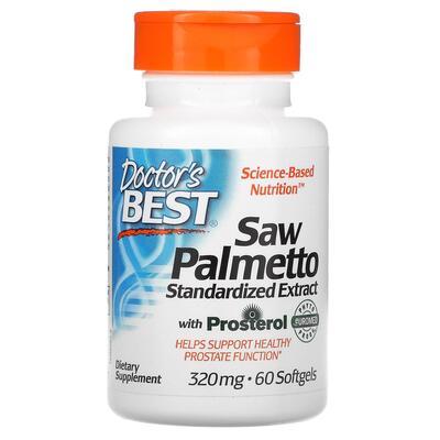 Со Пальметто Doctor's Best Saw Palmetto Standardized Extract 320 мг, 60 капсул