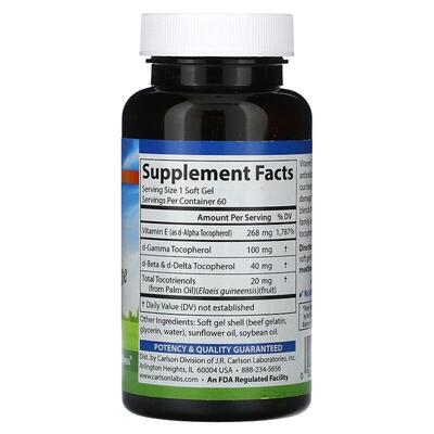 Витамин Е Carlson Labs Vitamin E 400 МЕ, 60 капсул