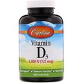 Витамин D3 Carlson Labs Vitamin D3 5000 МЕ, 360 мягких желатиновых капсул